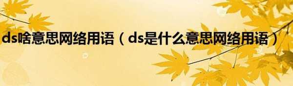 ds什么意思网络流行语 ds什么意思